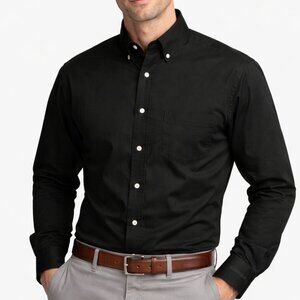 Devon & Jones Black Pima Twill Button-Down | Size Large